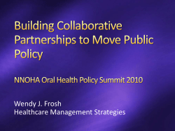Building Collaborative Partnerships to Move Public Policy