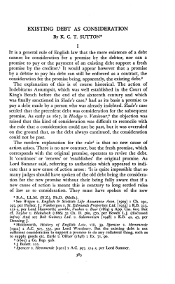 Sutton, K C T --- "Existing Debt as Consideration" [1957] ResJud 77