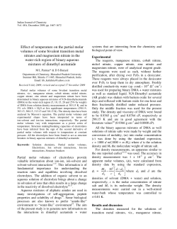Effect of temperature on the partial molar volumes of some