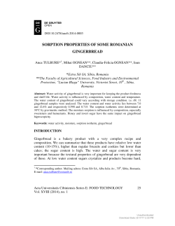 sorption properties of some romanian gingerbread