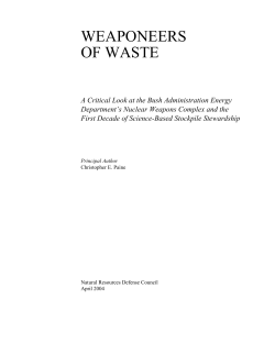 NRDC: Weaponeers of Waste -- The Bush DOE`s Nuclear Weapons