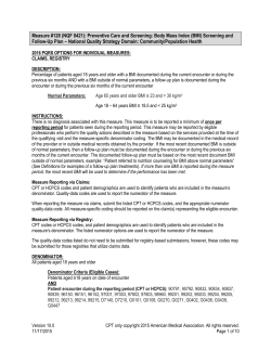 Preventive Care and Screening: Body Mass Index (BMI)