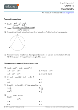 Grade 10 Trigonometry