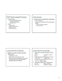 CS674 Natural Language Processing Porter stemmer Lexicon