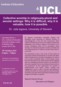 Collective worship in religiously-plural and secular settings: Why it is