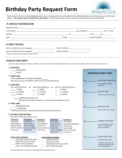 Birthday Party Request Form