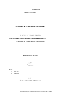 Printing - The Laws of the Republic of Zambia
