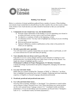 Building Your R&eacute;sum&eacute; Below is a selection of r&eacute;sum&eacute; guidelines