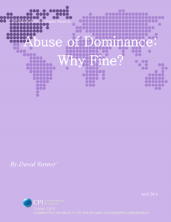 Abuse of Dominance: Why Fine? - Competition Policy International
