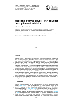 Modelling of cirrus clouds &ndash; Part 1: Model description and validation