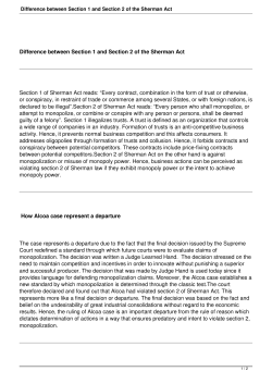 Difference between Section 1 and Section 2 of the Sherman Act