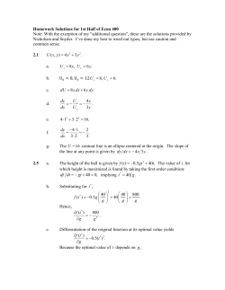 Homework Solutions for 1st Half of Econ 400 Note