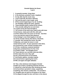 Grendel Attacks the Danes 1 and 2 1 A powerful monster, living