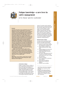 Fatigue knowledge&mdash;a new lever in safety management