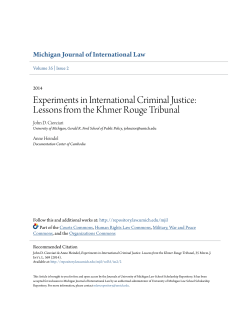 Experiments in International Criminal Justice