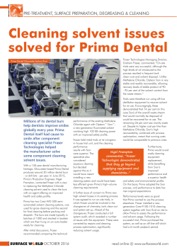 Sion solves solvent problem for Prima Dental