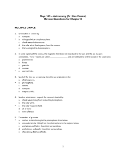 Phys 100 &ndash; Astronomy (Dr. Ilias Fernini) Review Questions for