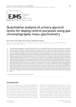 Quantitative analysis of urinary glycerol levels for doping control
