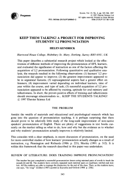 keep them talking! a project for improving students` l2 pronunciation