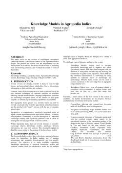 Knowledge Models in Agropedia Indica