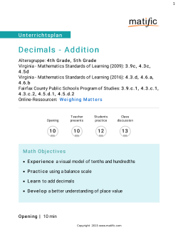 Decimals - Addition