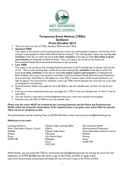 Temporary Event Notices (TENs) Guidance From October 2014