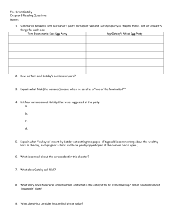 The Great Gatsby Chapter 3 Reading Questions Name: 1