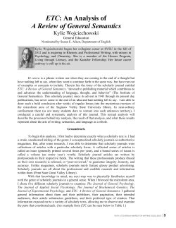 ETC: An Analysis of A Review of General Semantics