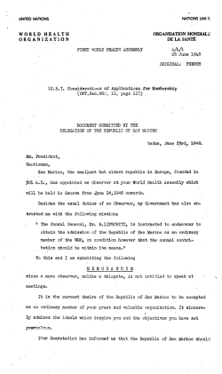 FIRST WORLD HEALTH ASSEMBLY 28 June 1948 ORIGINAL
