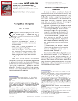 Competitive Intelligence - Association of Former Intelligence Officers