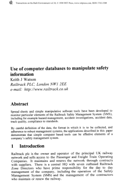 Use of computer databases to manipulate safety information Keith J