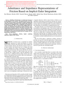 Admittance and Impedance Representations of Friction Based on