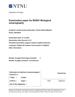 Examination paper for BI3061 Biological oceanography