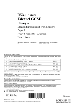 1334/01 3334/01 Edexcel GCSE History A