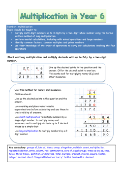 Short and long multiplication and multiply decimals with up to 2d.p
