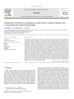 Complement activation in primiparous women from a malaria