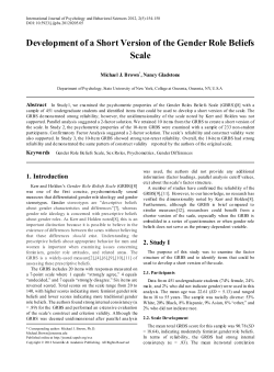 Development of a Short Version of the Gender Role Beliefs Scale