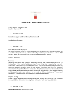 TEORIJE DRUŽBE / THEORIES OF SOCIETY &ndash; 2016/17 Weekly