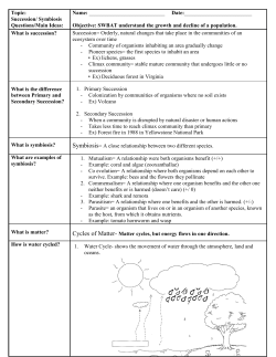 Topic: Succession/ Symbiosis Questions/Main Ideas: Name: Date