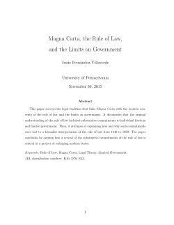 Magna Carta, the Rule of Law, and the Limits on Government