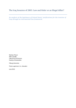 The Iraq Invasion of 2003: Law and Order or an Illegal