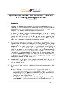 Office of the Data Protection Commissioner Opening Statement