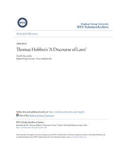 Thomas Hobbes`s "A Discourse of Laws"
