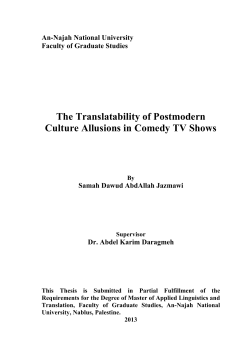 The Translatability of Postmodern Culture Allusions in Comedy TV
