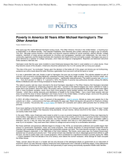 Peter Dreier: Poverty in America 50 Years After Michael Harrington`s