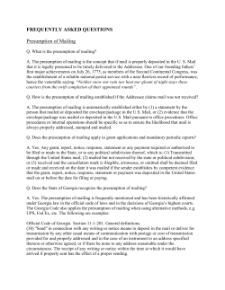 FREQUENTLY ASKED QUESTIONS Presumption of