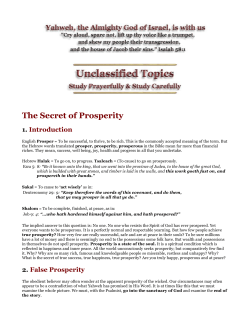 The Secret of Prosperity - A Voice In The Wilderness