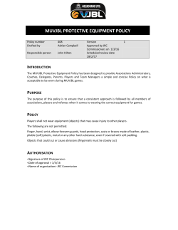 MUVJBL PROTECTIVE EQUIPMENT POLICY
