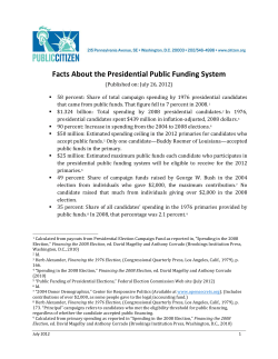 Facts About the Presidential Public Funding System