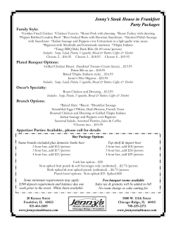 Jenny`s Steak House in Frankfort Party Packages